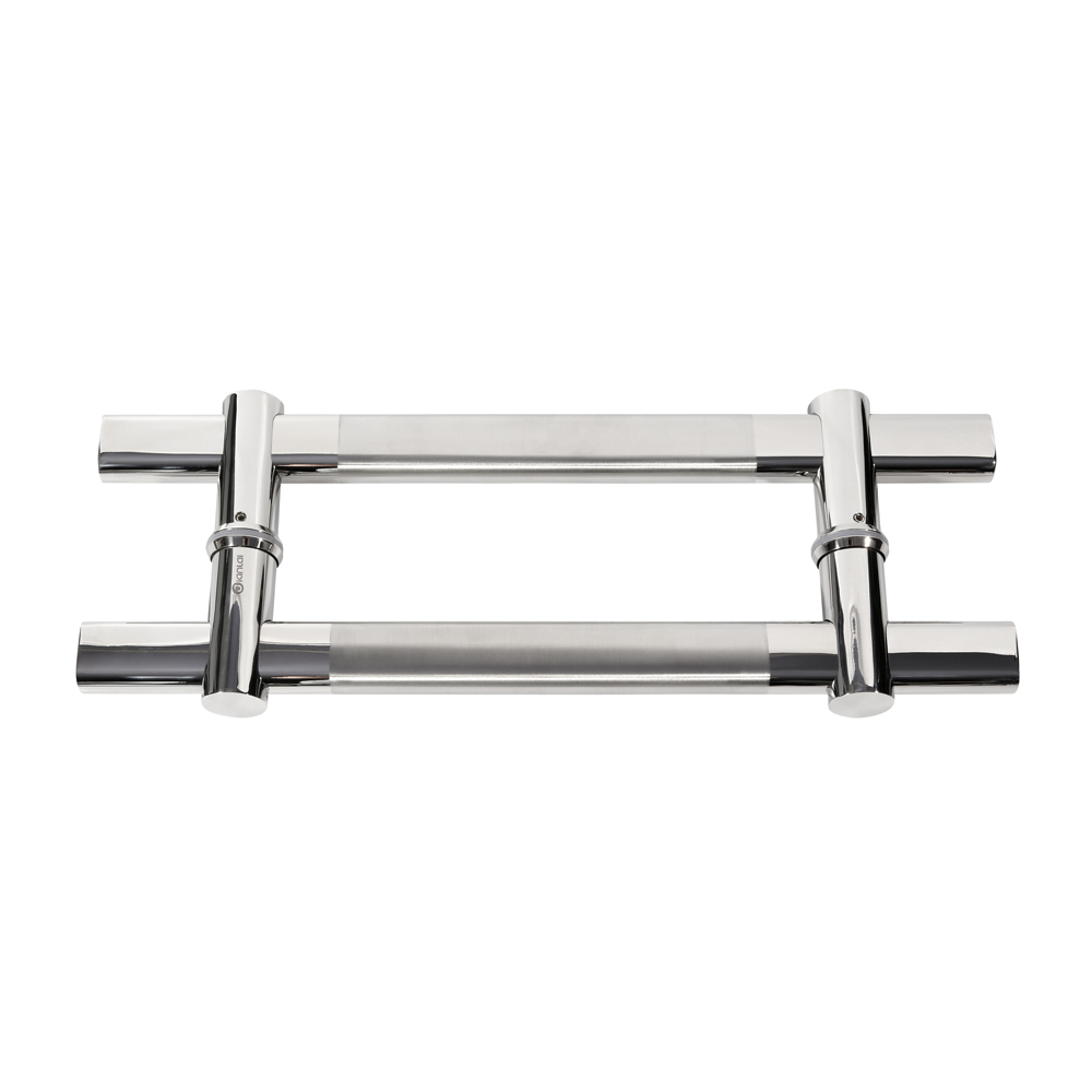 Offset Entry Back To Back Stainless Steel Glass Door Handle