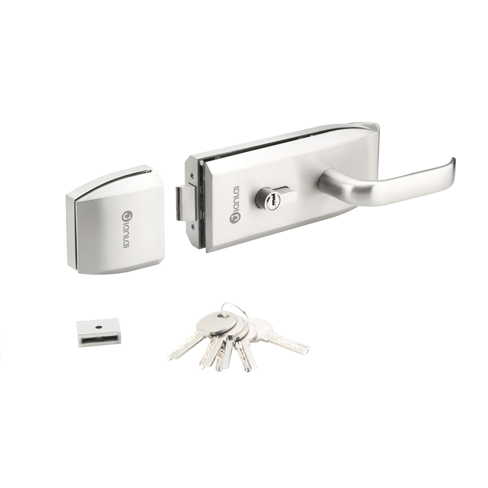 Commercial Brushed Stainless Steel Center Glass Door Lock