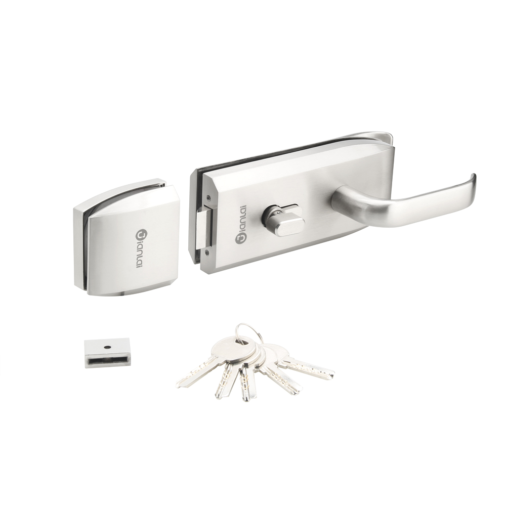 Commercial Brushed Stainless Steel Center Glass Door Lock