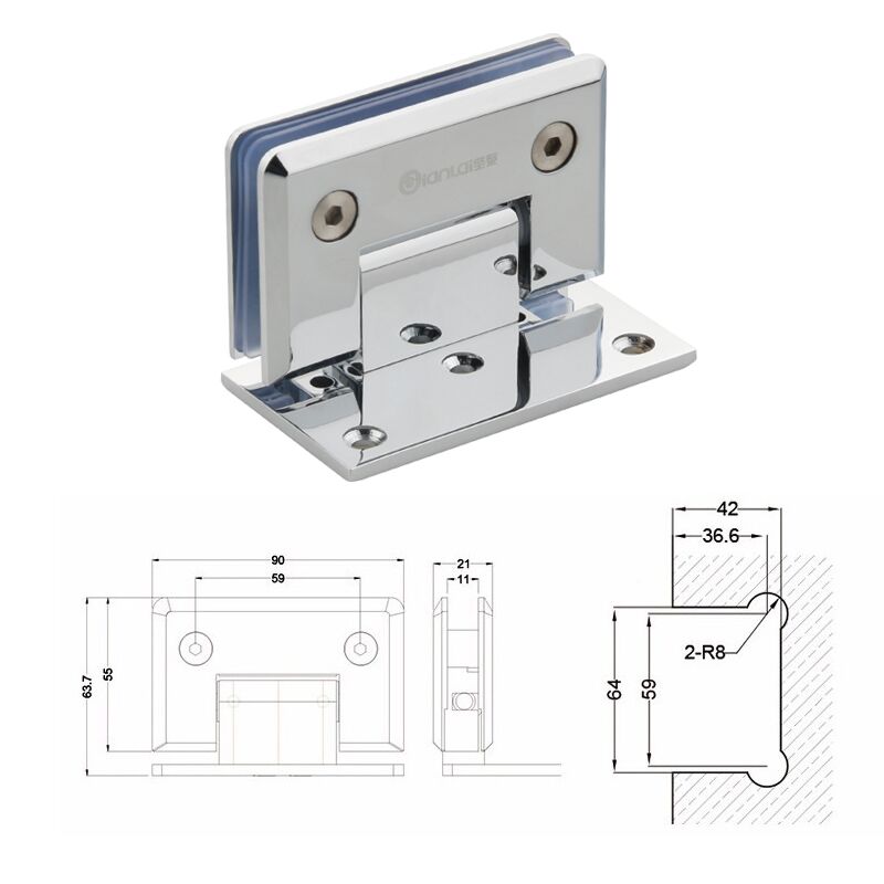 Bathroom Heavy Duty 90 Degree Wall To Glass Shower Hinge