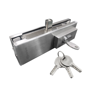 Glass Sliding Door Durable Bottom Lock Patch Fitting with 5 Brass Keys