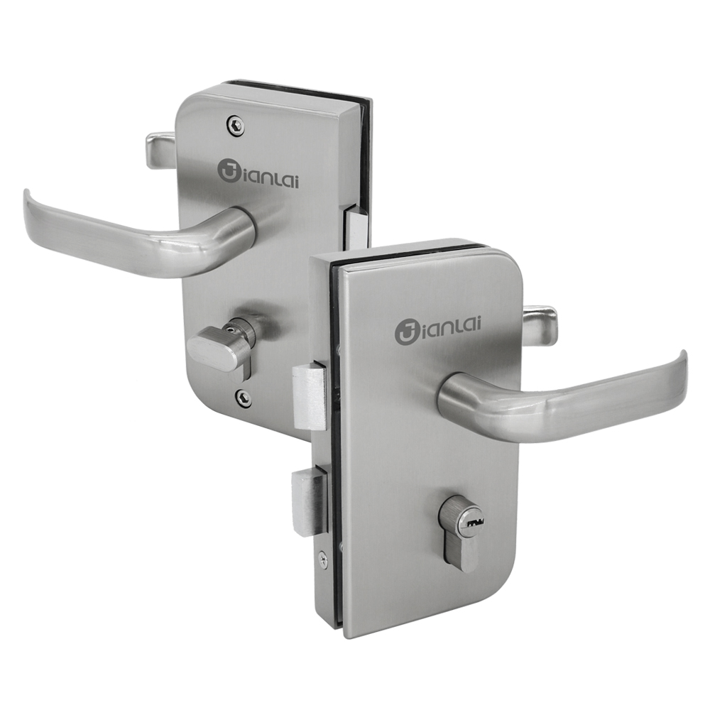 Zinc Alloy Square Shape Satin Finish Level Handle Glass Door Lock