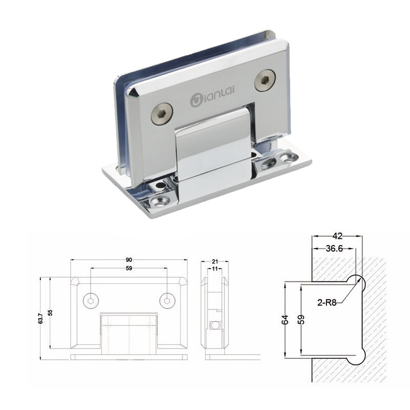 Adjustable 90 Degree Stainless Steel Pivot Shower Screen Hinge